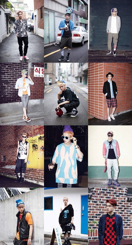 韩国帅哥EXO街拍时尚写真图第13张