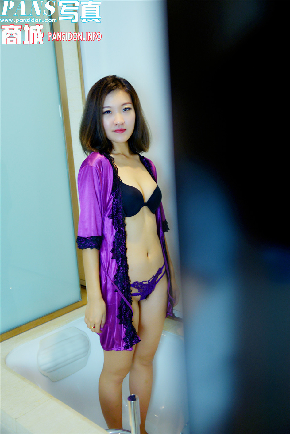 [PANS] 性感撩人艳妇柚子浴室紫色睡袍内衣写真 第686期第6张