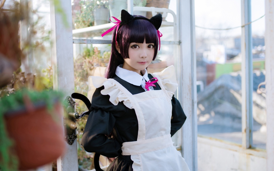 萌妹子cosplay五更琉璃黑猫高清桌面壁纸图片下载第2张